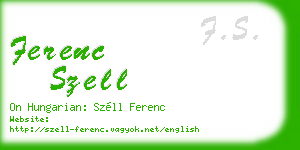 ferenc szell business card