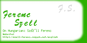 ferenc szell business card